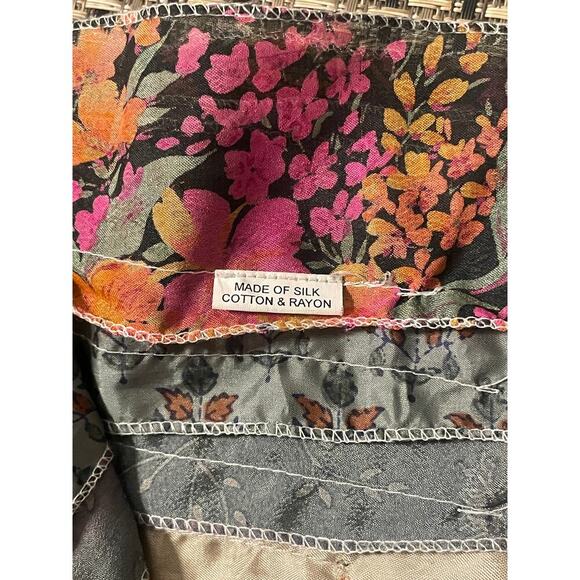 PIERRE MOSAIC Rajastan Silk Blend Multifabric Panel Mixed Print Scarf from India - Picture 6 of 14